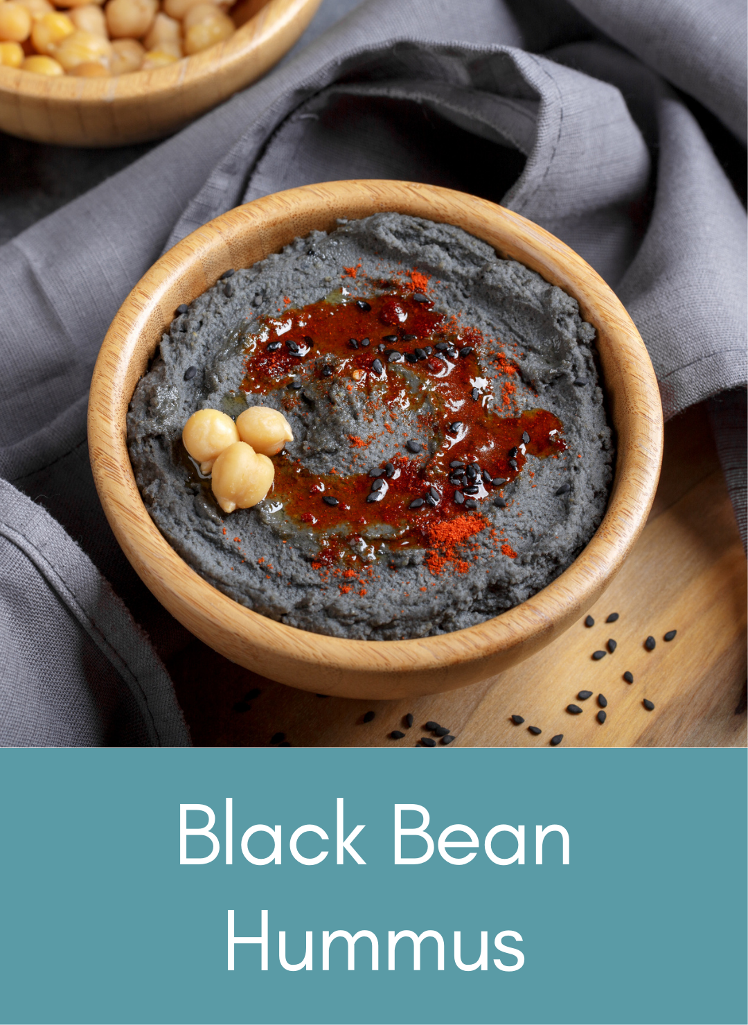 Whole food plant based vegan black bean hummus Picture with link to recipe