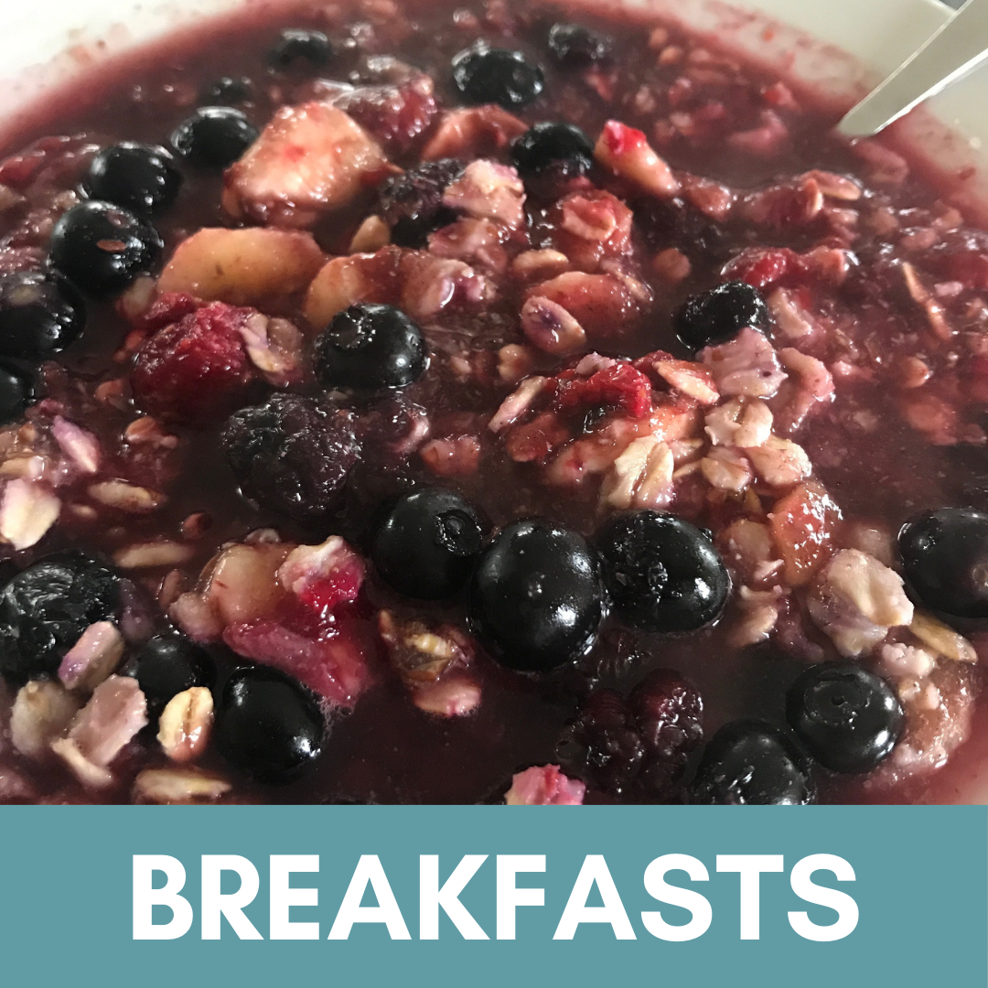 Whole grain oatmeal with berry superfood vegan breakfast bowl Picture with link to breakfast recipes
