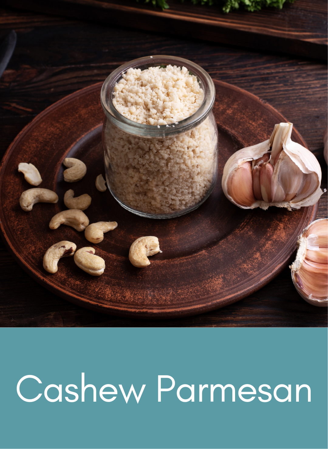 Whole food plant based cashew parmesan Picture with link to recipe