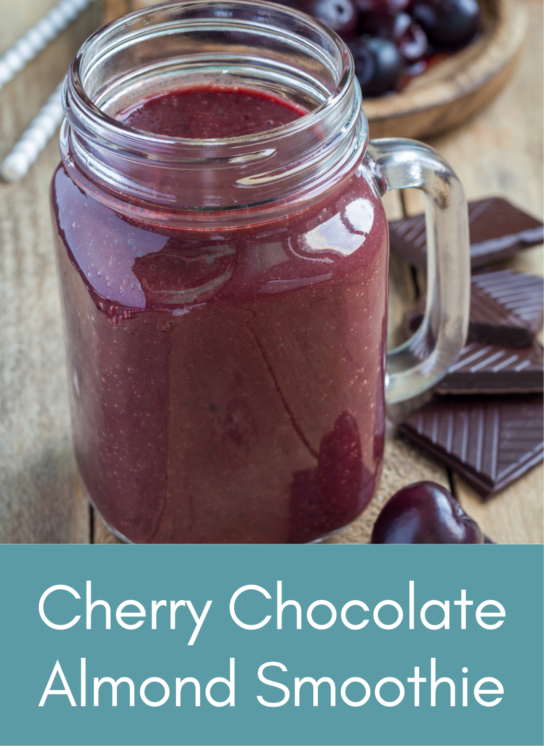 Cherry chocolate almond vegan smoothie Picture with link to recipe