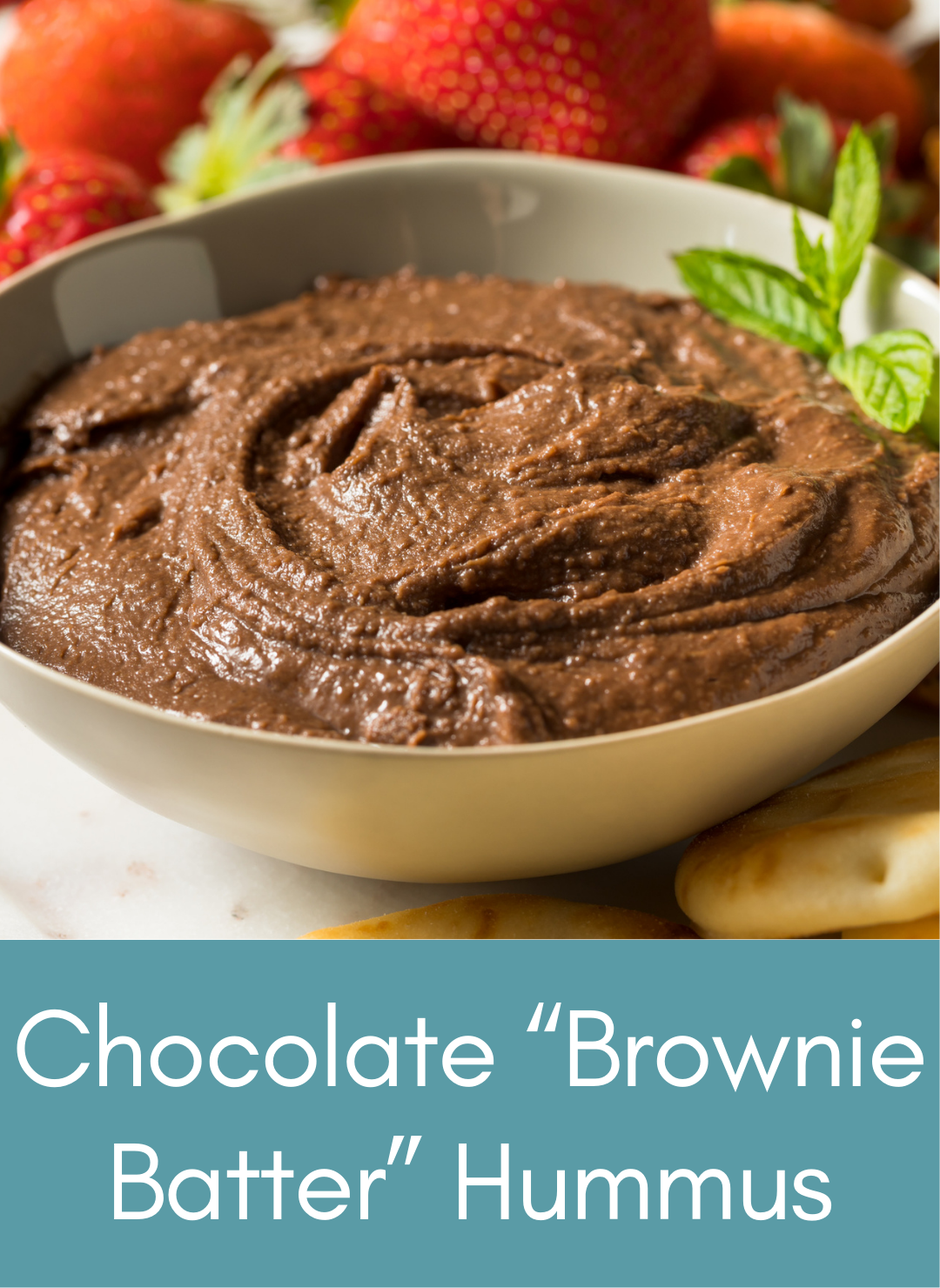 Chocolate brownie batter hummus vegan Picture with link to recipe