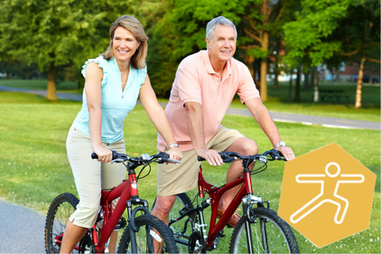 Happy couple riding bicycles to get healthy activity picture