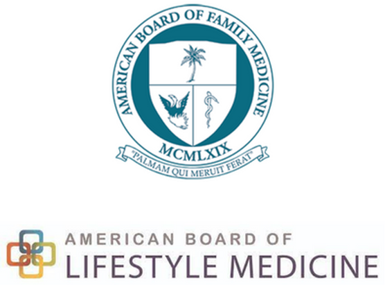 Doctor Smithson's Certifications from the American board of Family Medicine and The American Board of Lifestyle Medicine Picture