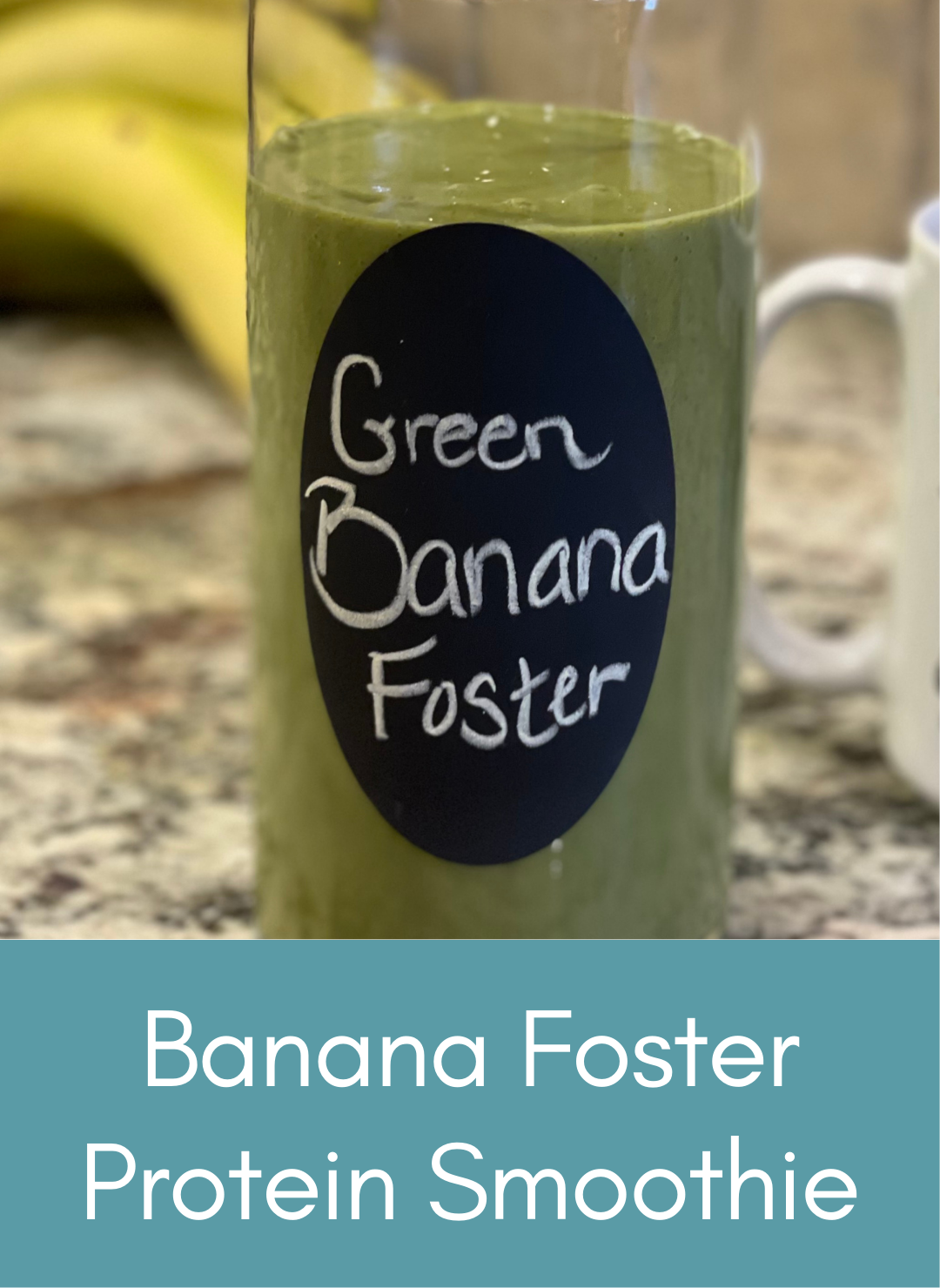 Green banana foster superfood power protein smoothie Picture with link to recipe