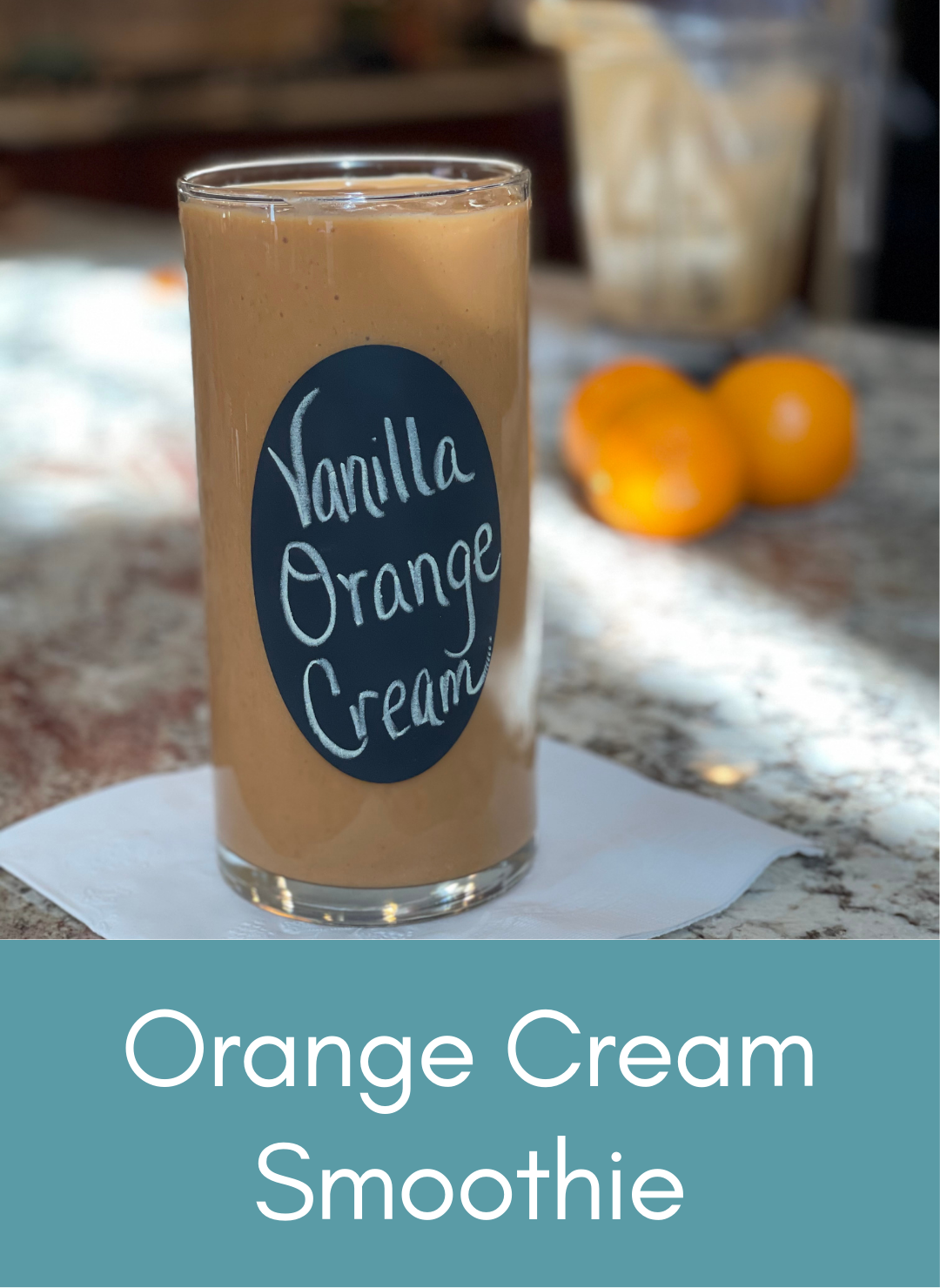 Vanilla protein orange cream whole food plant based vegan smoothie Picture with link to recipe