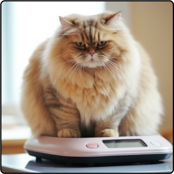 Overweight cat sitting on a scale Picture