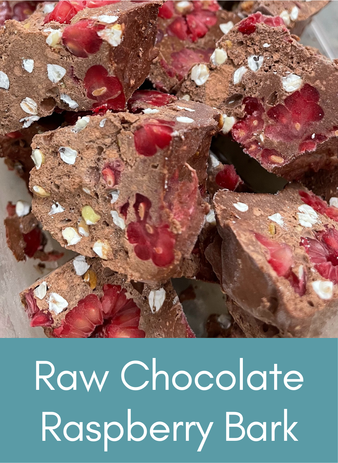 Whole food plant based vegan raw chocolate raspberry bark Picture with link to recipe