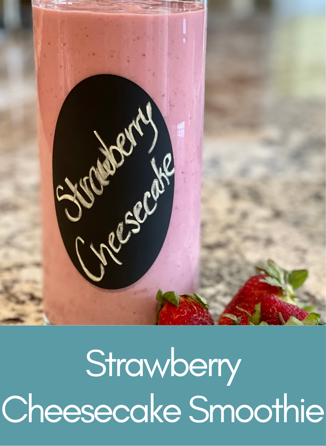 Vegan strawberry cheesecake smoothie Picture with link to recipe