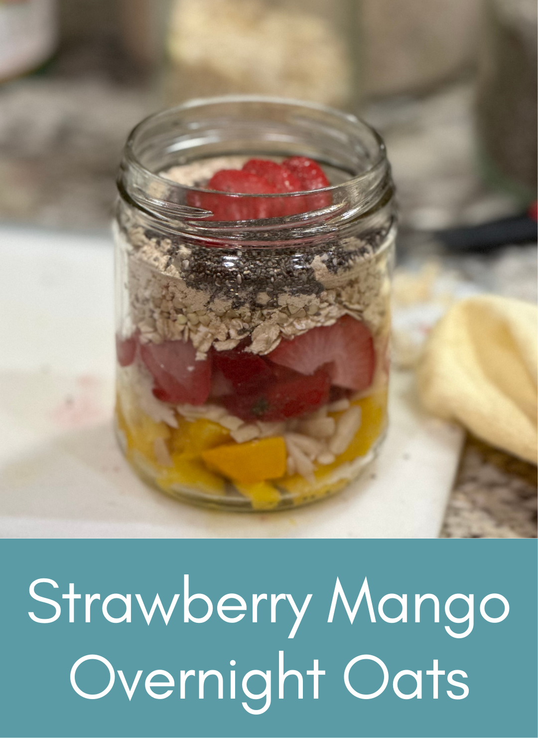 Strawberry Mango vegan overnight oats Picture with link to recipe
