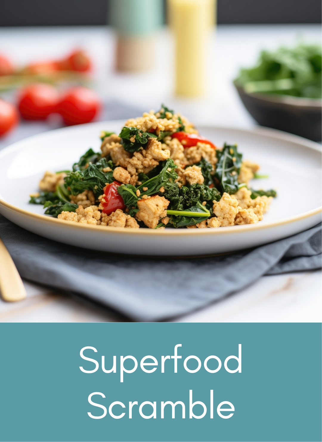 Superfood tofu and kale vegan scramble Picture with link to recipe