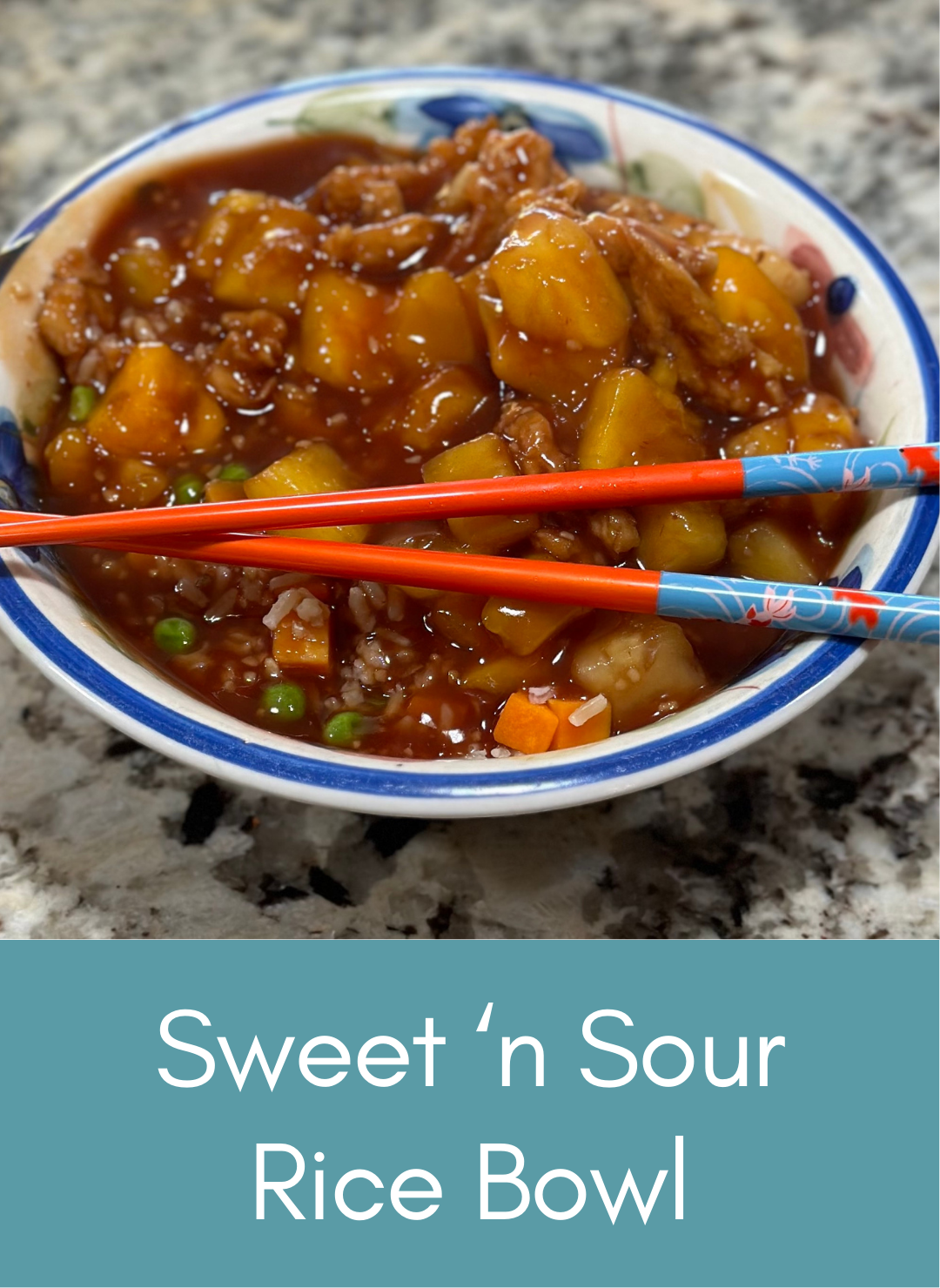 Whole food plant based Sweet 'n Sour vegan rice bowl Picture with link to recipe