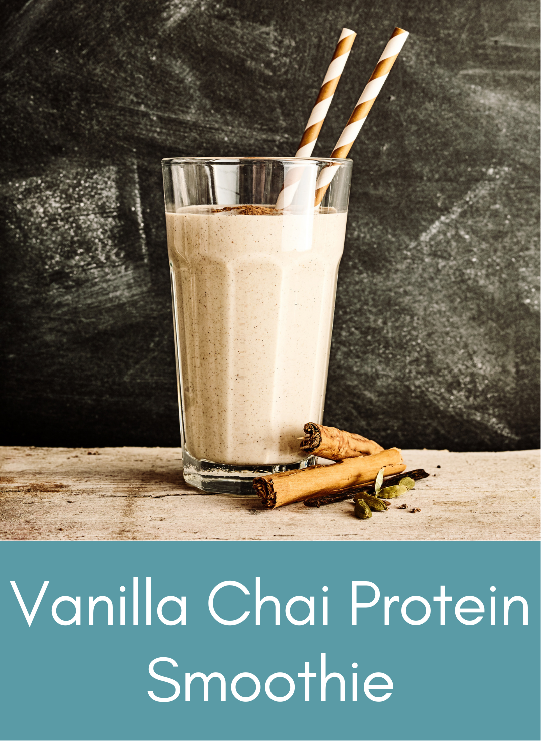 Vanilla chai protein superfood power smoothie Picture with link to recipe
