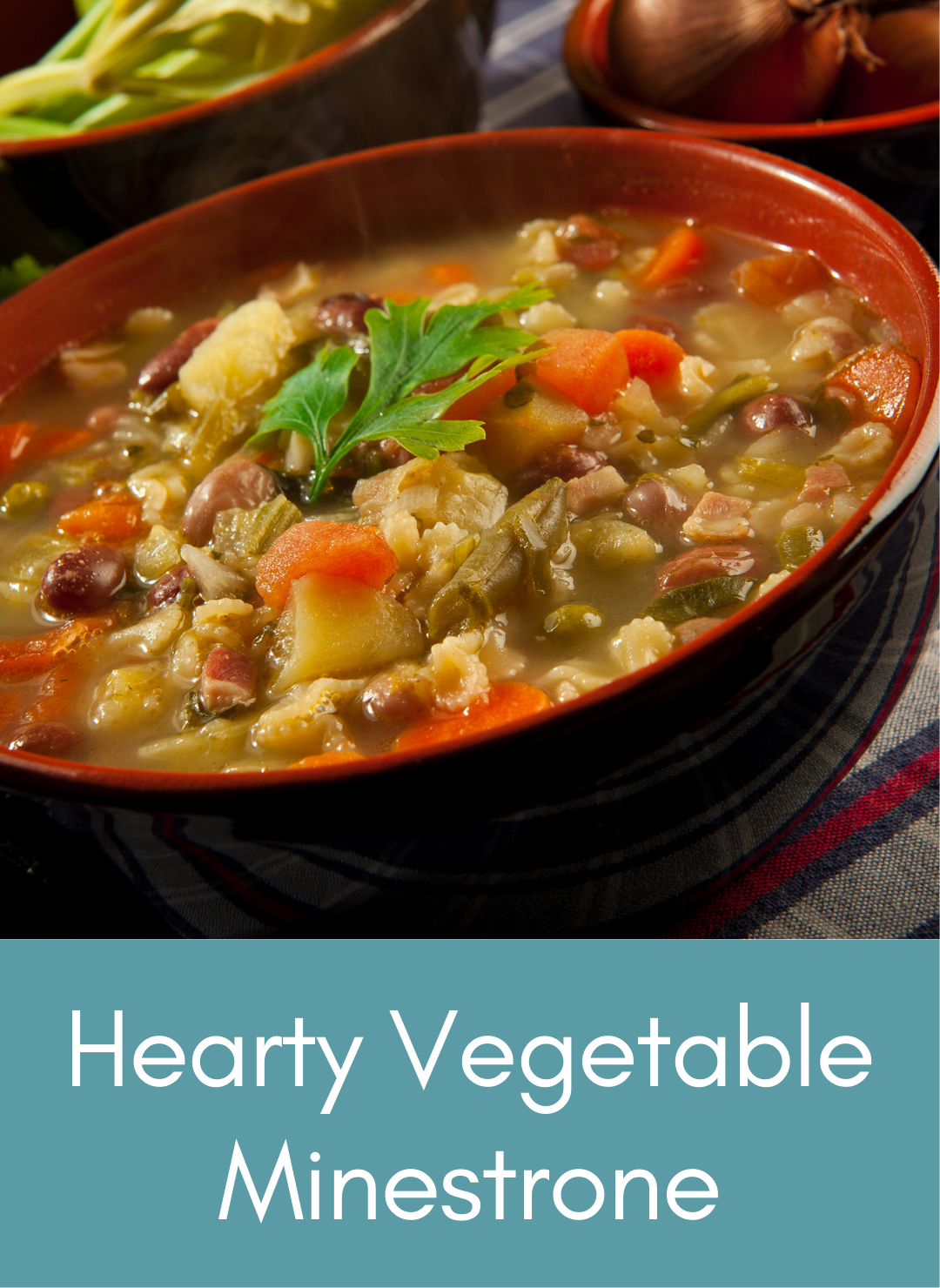 Whole food hearty vegetable minestrone Picture with link to recipe